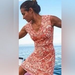 Title Nine Orange and White Patterned Sleeveless Dress